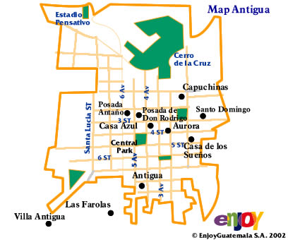 Map of Antigua Guatemala