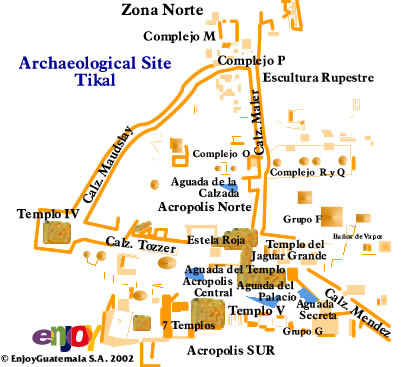 Map of Archaeological Site Tikal